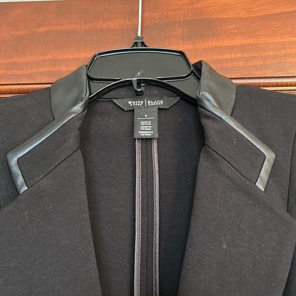 White House Black Market women’s black blazer with faux leather details - Picture 2 of 8